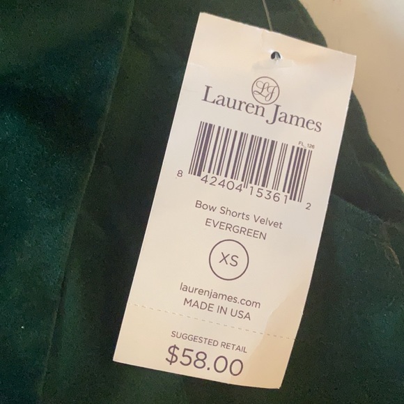 NWT Lauren James velvet bow shorts - Picture 3 of 3